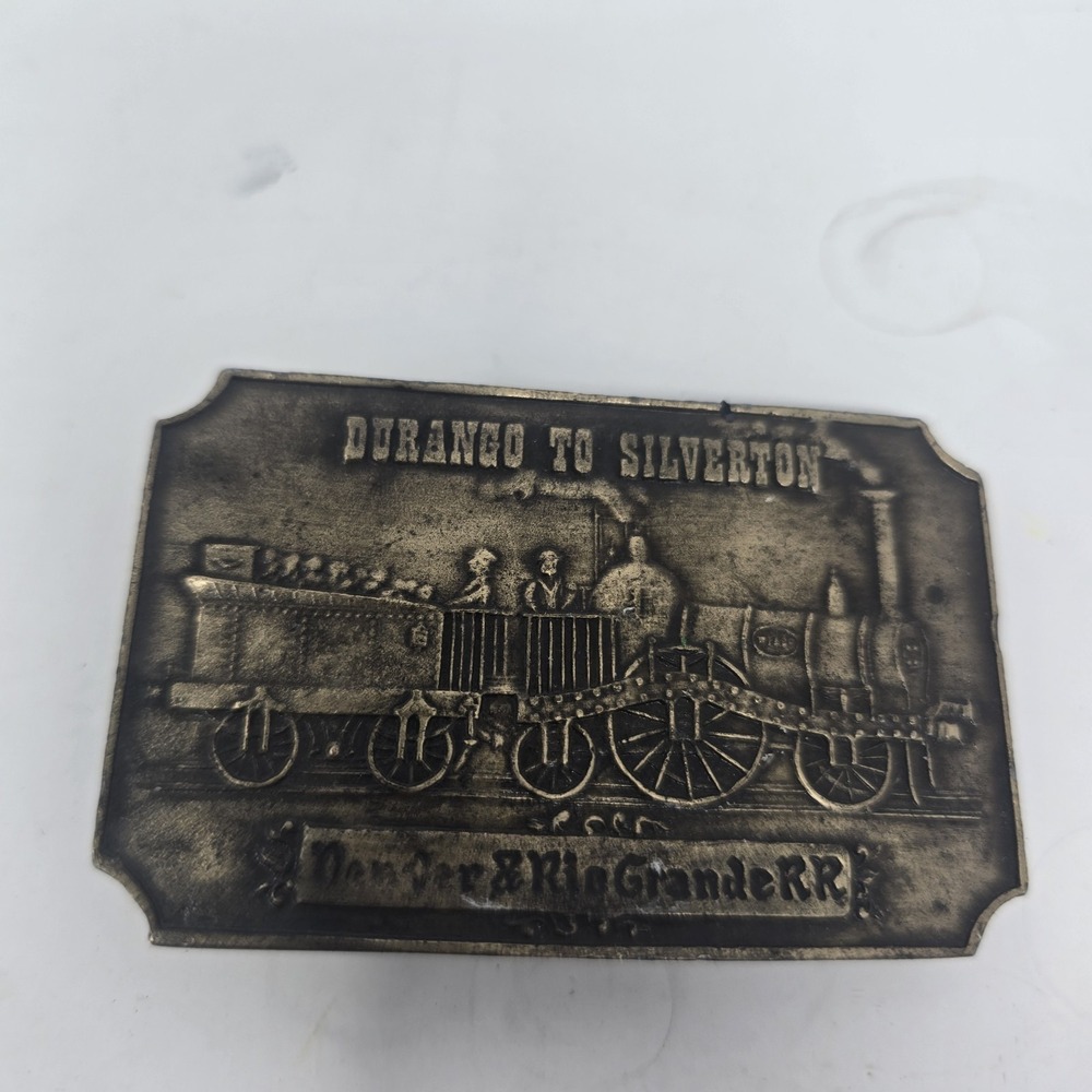 Vintage Durango to Silverton Denver & Rio Grande Railroad Brass Belt Buckle 1-36 - Picture 2 of 5